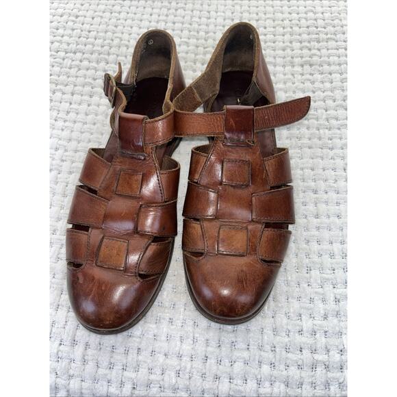 Cole Haan 8 M Fisherman Closed Toe Brown Leather Sandals Buckle Shoe - Picture 2 of 7
